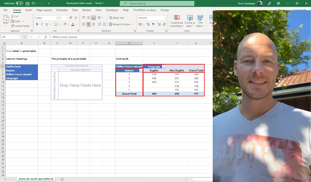 Excel pivot table course